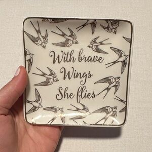 Square Dish with Bird Design